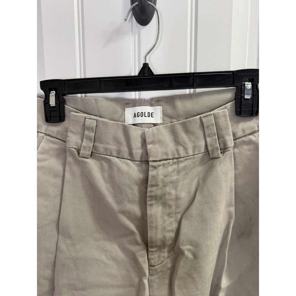 AGOLDE 25 Grey Deryn Pant Wide Leg Chino High Rise Regenerative Cotton Trousers - Picture 5 of 12